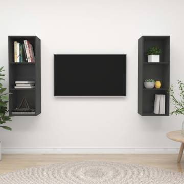 Wall-mounted TV Cabinets 2 pcs Grey Engineered Wood