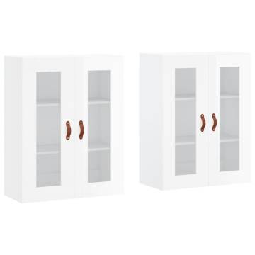 Wall Mounted Cabinets 2 pcs High Gloss White Engineered Wood