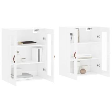 Wall Mounted Cabinets 2 pcs High Gloss White Engineered Wood