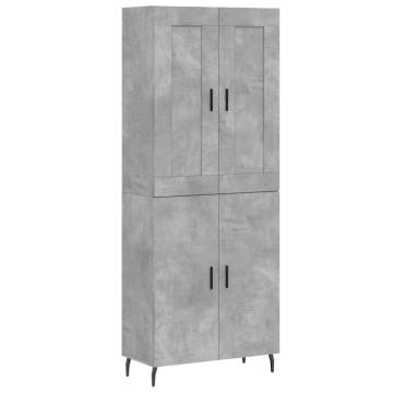 Highboard Concrete Grey 69.5x34x180 cm Engineered Wood