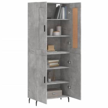 Highboard Concrete Grey 69.5x34x180 cm Engineered Wood