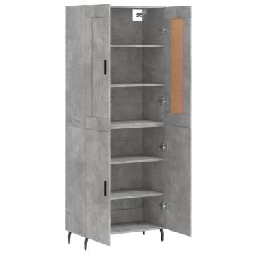 Highboard Concrete Grey 69.5x34x180 cm Engineered Wood