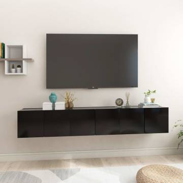 Hanging TV Cabinets 3 pcs Black 60x30x30 cm