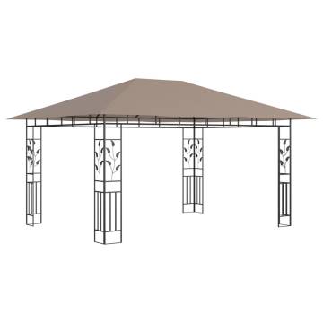 Gazebo with Mosquito Net&LED String Lights 4x3x2.73 m Taupe