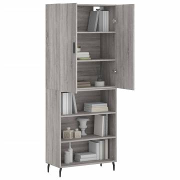 Highboard Grey Sonoma 69.5x34x180 cm Engineered Wood