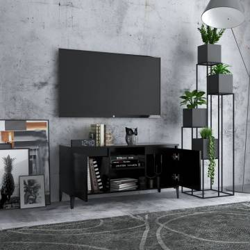 TV Cabinet with Metal Legs Black 103.5x35x50 cm