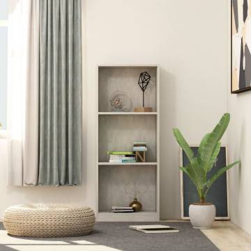 3-Tier Book Cabinet Concrete Grey 40x24x108 cm Engineered Wood