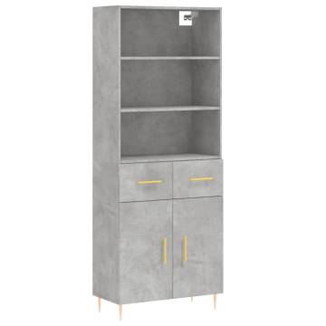 Highboard Concrete Grey 69.5x34x180 cm Engineered Wood