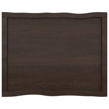 Table Top Dark Brown 80x60x(2-4) cm Treated Solid Wood Live Edge