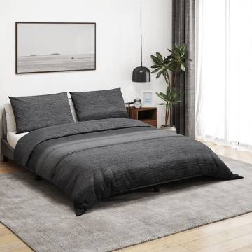 Duvet Cover Set Dark Grey 240x220 cm Cotton