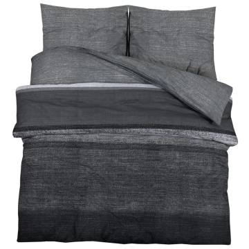 Duvet Cover Set Dark Grey 240x220 cm Cotton