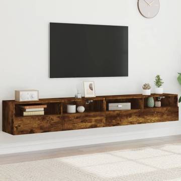 TV Wall Cabinets 2 pcs Smoked Oak 100x30x30 cm Engineered Wood