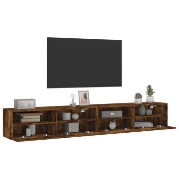 TV Wall Cabinets 2 pcs Smoked Oak 100x30x30 cm Engineered Wood