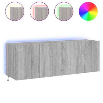 TV Wall Cabinets with LED Lights 2 pcs Grey Sonoma 60x35x41 cm