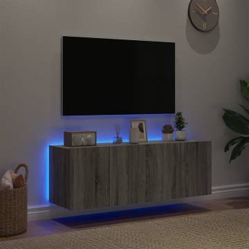 TV Wall Cabinets with LED Lights 2 pcs Grey Sonoma 60x35x41 cm