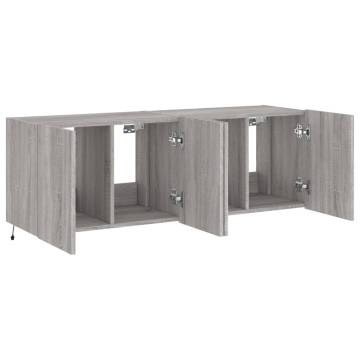 TV Wall Cabinets with LED Lights 2 pcs Grey Sonoma 60x35x41 cm