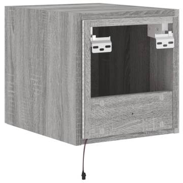 TV Wall Cabinet with LED Lights Grey Sonoma 30.5x35x30 cm