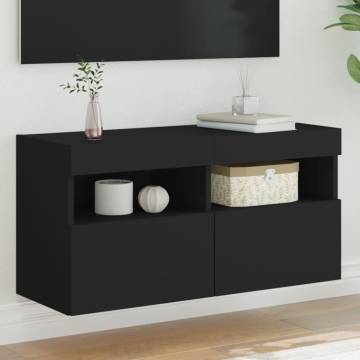 TV Wall Cabinet with LED Lights Black 80x30x40 cm