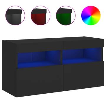 TV Wall Cabinet with LED Lights Black 80x30x40 cm