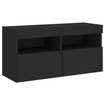 TV Wall Cabinet with LED Lights Black 80x30x40 cm