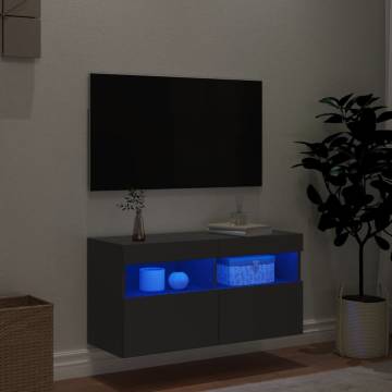 TV Wall Cabinet with LED Lights Black 80x30x40 cm