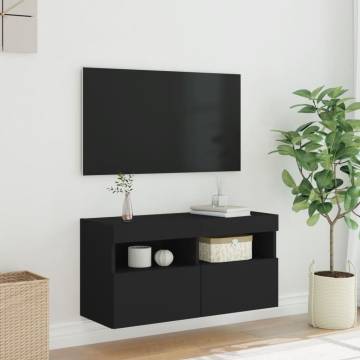 TV Wall Cabinet with LED Lights Black 80x30x40 cm