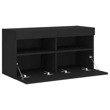 TV Wall Cabinet with LED Lights Black 80x30x40 cm