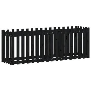 Garden Raised Bed with Fence Design Black 200x50x70 cm Solid Wood Pine