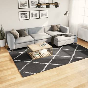 Shaggy Rug High Pile Modern Black and Cream 200x280 cm