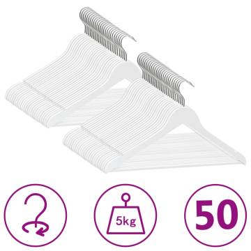 50 pcs Clothes Hanger Set Non-slip White Hardwood