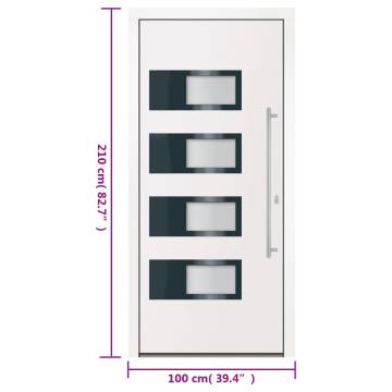 Front Door White 100x210 cm Aluminium and PVC