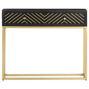 Console Table Black and Gold 90x30x75 cm Solid Mango Wood