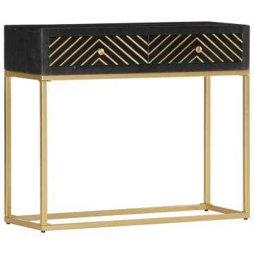 Console Table Black and Gold 90x30x75 cm Solid Mango Wood