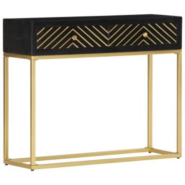 Console Table Black and Gold 90x30x75 cm Solid Mango Wood