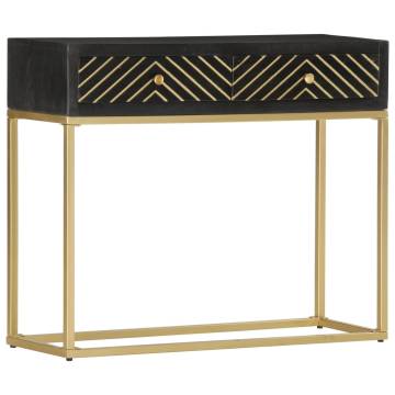 Console Table Black and Gold 90x30x75 cm Solid Mango Wood