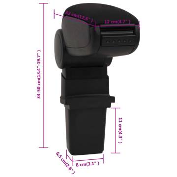 Car Armrest Black 12x32x(34-50) cm ABS