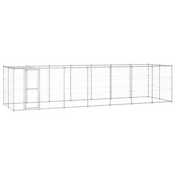 Outdoor Dog Kennel Galvanised Steel with Roof 16.94 m²