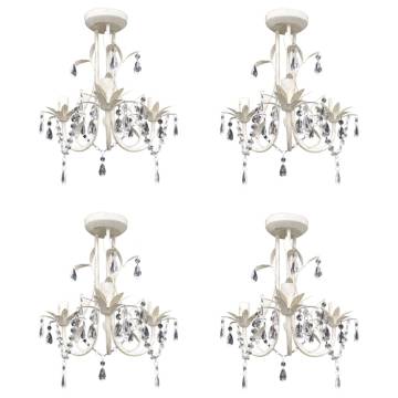 Crystal Pendant Ceiling Lamp Chandeliers 4 pcs Elegant White