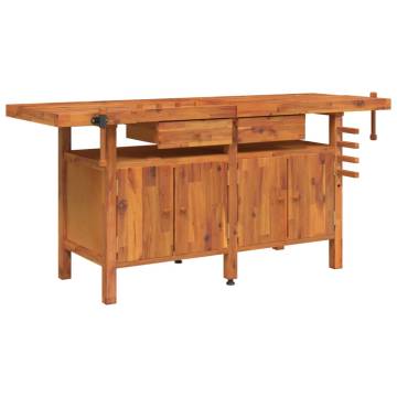 Workbench with Drawers and Vices 192x62x83 cm Solid Wood Acacia