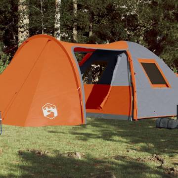 Camping Tent 6-Person Grey and Orange Waterproof