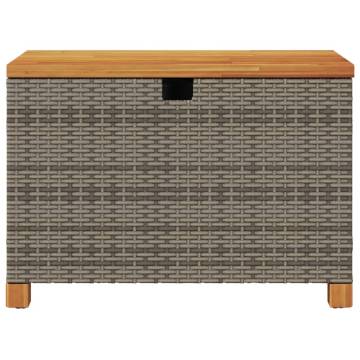 Garden Storage Box Grey 80x40x48 cm Poly Rattan Acacia Wood