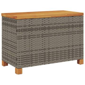 Garden Storage Box Grey 80x40x48 cm Poly Rattan Acacia Wood