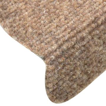 Self-adhesive Stair Mats 10 pcs Cream 56x17x3 cm Needle Punch