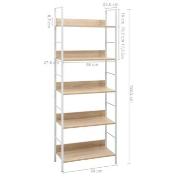 5-Layer Book Shelf Oak 60x27.6x158.5 cm Engineered Wood