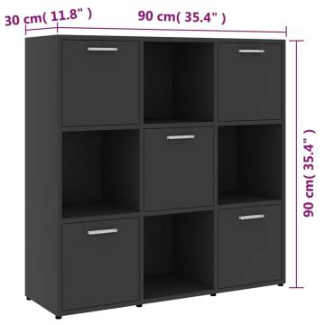 Book Cabinet Grey 90x30x90 cm Engineered Wood