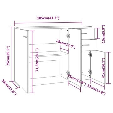 Sideboard Smoked Oak 105x30x75 cm Engineered Wood