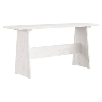 Dining Table with Bench White Solid Pinewood