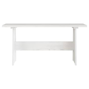 Dining Table with Bench White Solid Pinewood