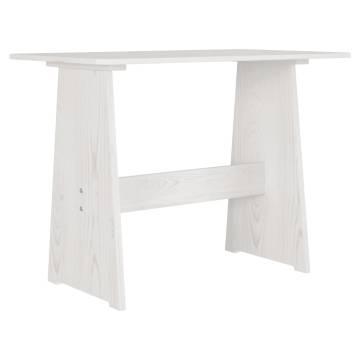 Dining Table with Bench White Solid Pinewood