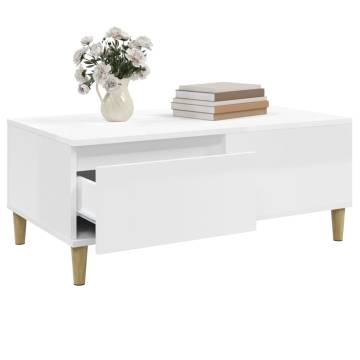 Coffee Table High Gloss White 90x50x36.5 cm Engineered Wood